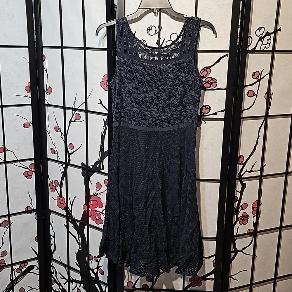 All Saints Navy Eyelet Dress Size 4 - Picture 7 of 7